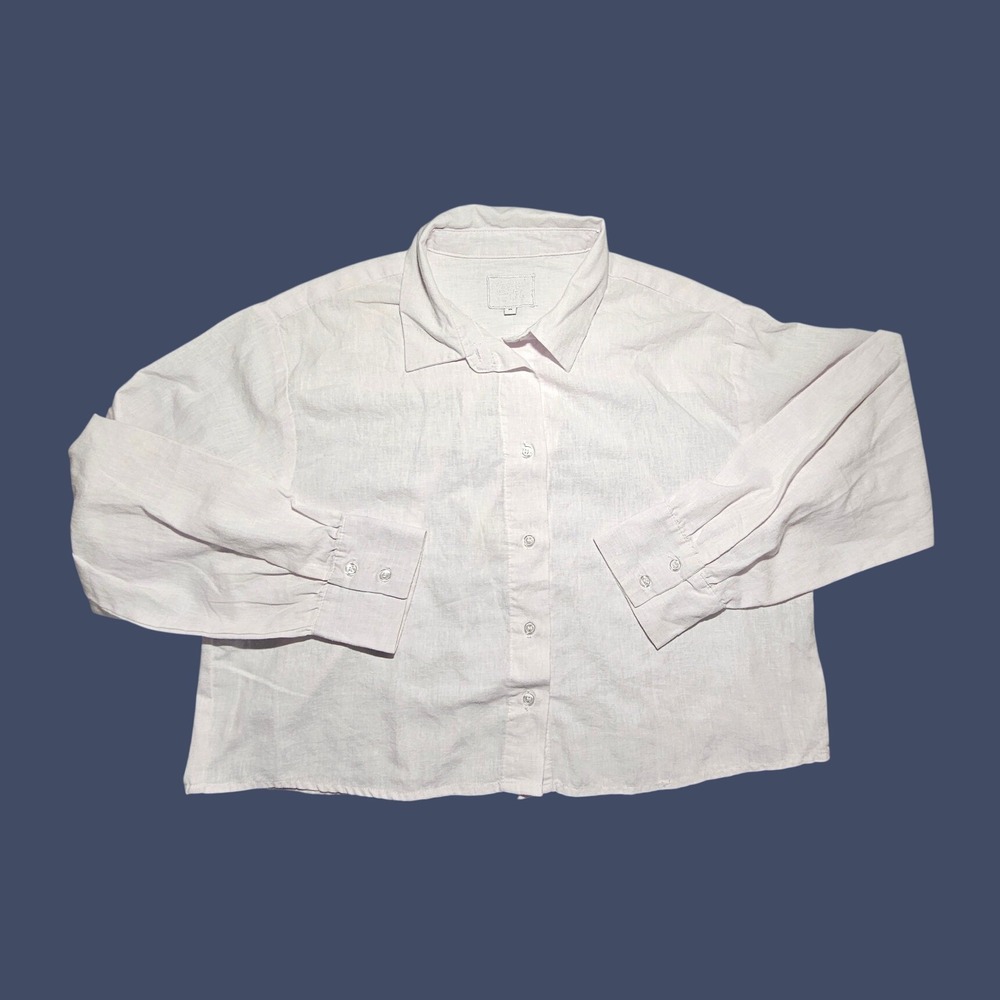 Velvet Heart 100% Linen Lilith Long Sleeve Cropped Shirt